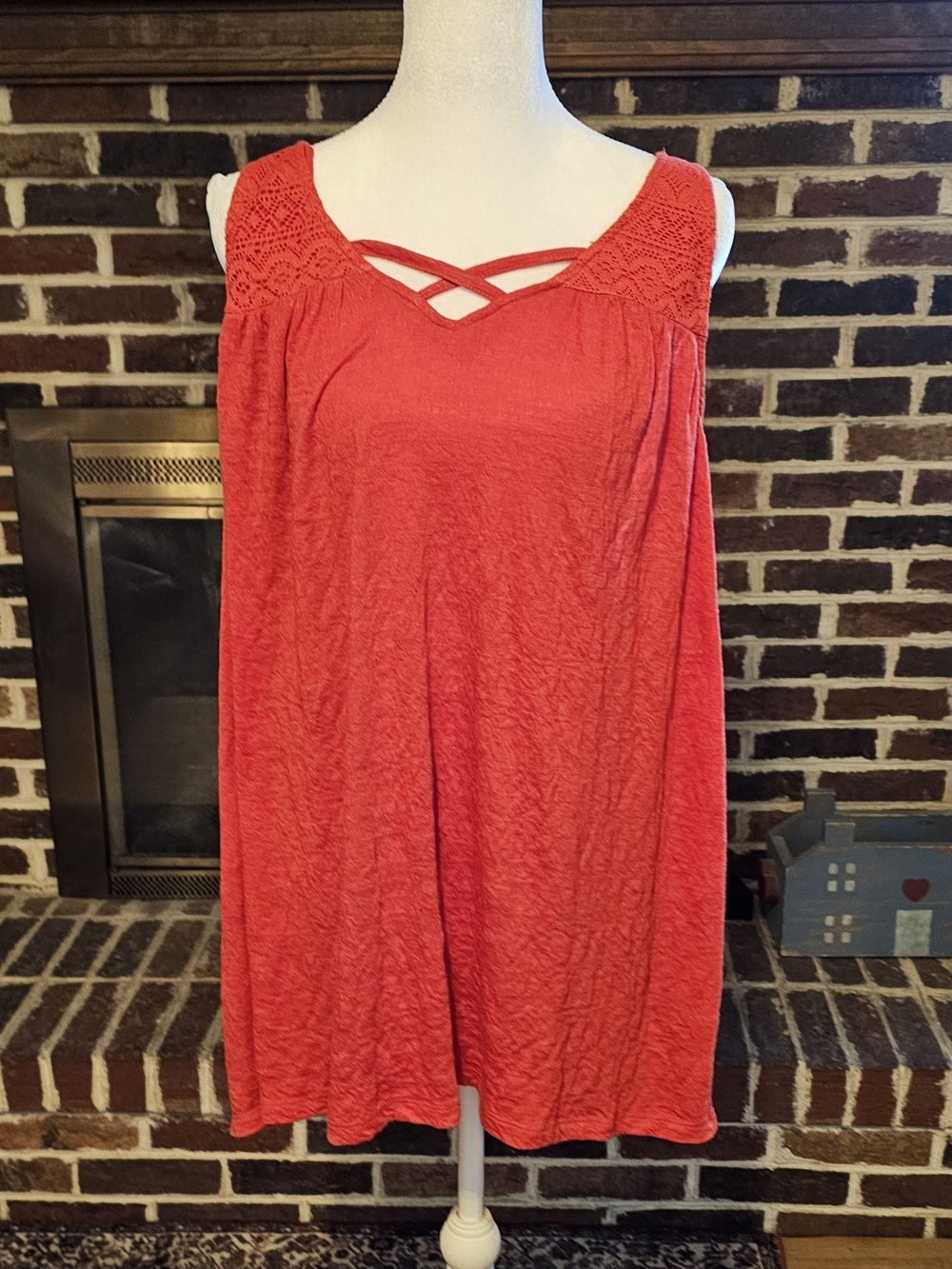 Sonoma Red Crochet Yoke Tank Top
